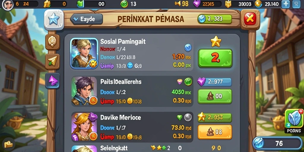 Leaderboard yang menunjukkan peringkat pemain teratas.